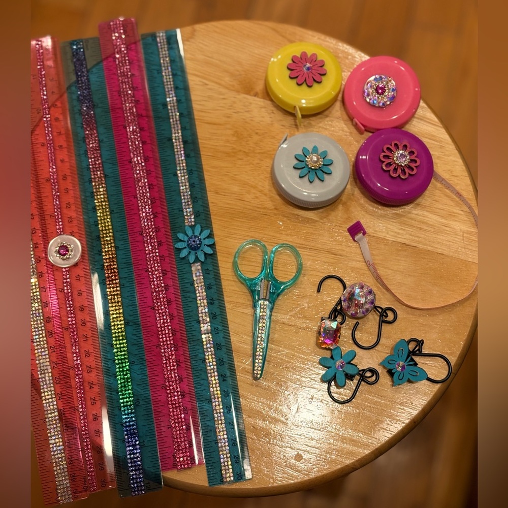 4-piece “Posh Seller Priority Tools” sparkly, colorful & Rhinestoned! Custom!